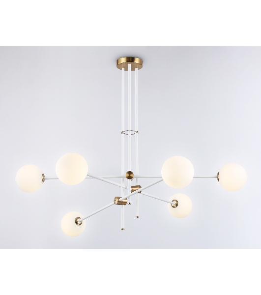 Светитльник Ambrella Light TR2521/6 WH/BS белый/латунь G9/6 max 10W D970*750