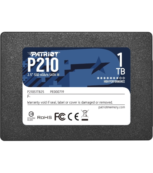 Накопитель SSD Patriot P210, 1Tb, SATA III, 2.5', R/W 520/430