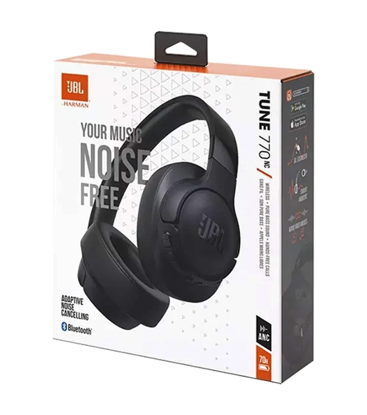 Беспроводные/проводные наушники JBL Tune 770NC черный, полноразмерные, Bluetooth + проводной, адаптивное шумоподавление, до 70 ч