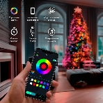 Гирлянда Neon-night смарт Нить из росы с крупными светодиодами 10м, 100LED RGb, IP20, прозрачный провод, USB, фото4