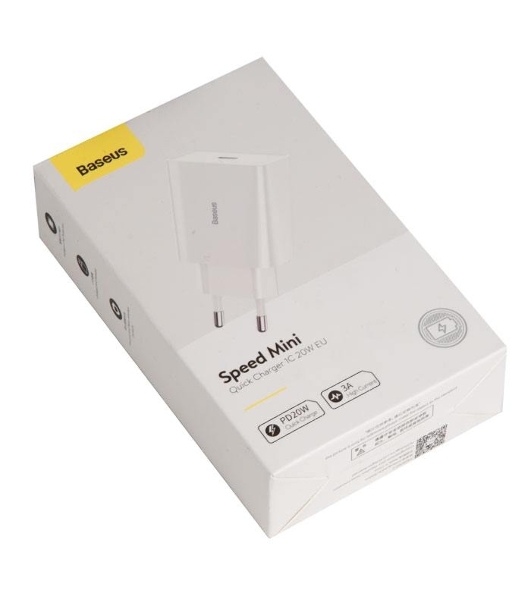 Сетевое зарядное устройство BASEUS Speed Mini, один порт Type-C, 20W, 5V, 3.0A, белый