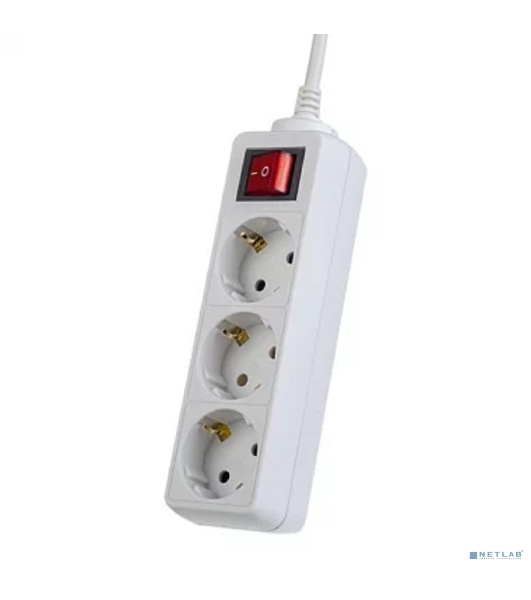 Сетевой удлинитель Perfeo с кнопкой 'POWERMATE', PF_A4679 (3,0 м, 3 розетки, белый(PF-PM-3/3,0-W))