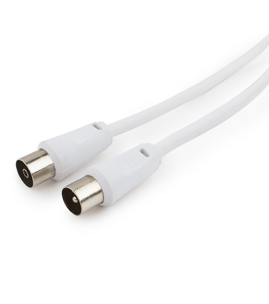 Кабель телевизионный Cablexpert CCV-515-W, Coaxial M/F, белый, 1.8м