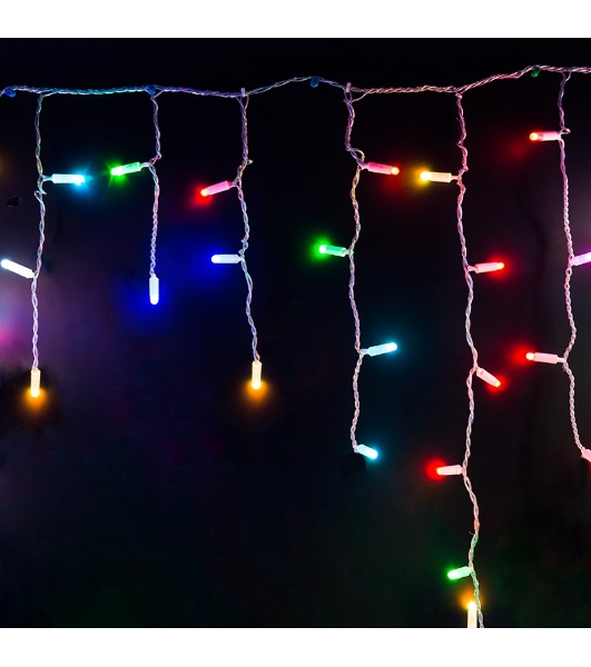 Гирлянда Neon-night Айсикл (бахрома) светодиодный, 4,8 х 0,6 м, прозрачный провод, 230 В, диоды RGB, 176 LED