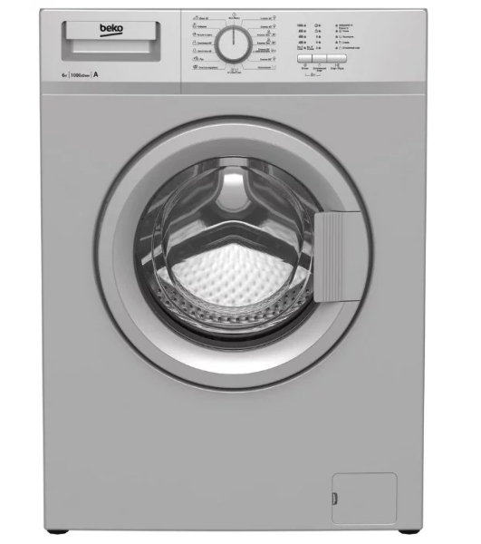 Стиральная машина Beko WRE 65P1 BSS серебристый, загрузка фронтальная 6 кг, 1000 об/мин., класс: А