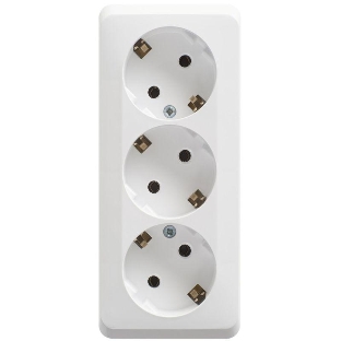 Тройная розетка Schneider Electric ЭТЮД O/У с заземлением без шторок 16А 250B, белый,