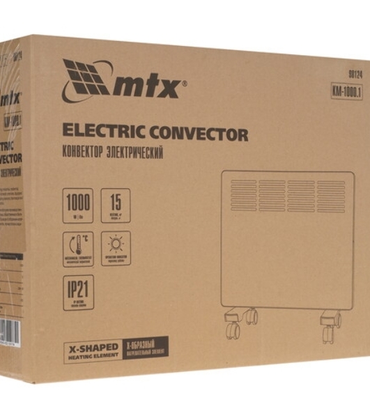 Конвектор электрический MTX CH-1000, белый, 1000 Вт, 10 м2, термостат