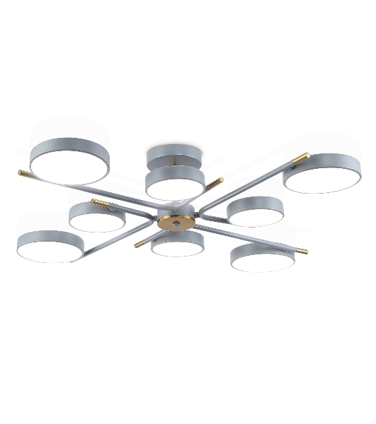 Люстра светодиодная на штанге Ambrella light FL516339/8 GR/CP серый/медь 120W 3000-6000K D850*170 (без ПДУ)