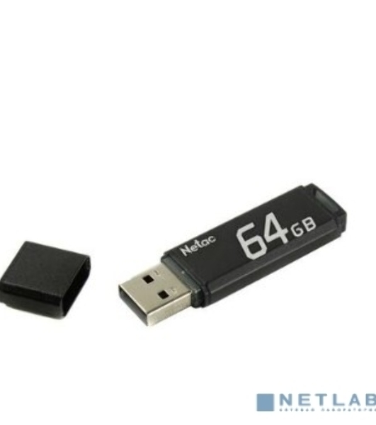 Флешка USB Netac U351 (NT03U351N-064G-20BK), 64Gb, USB 2.0, R/W 25/10, черный