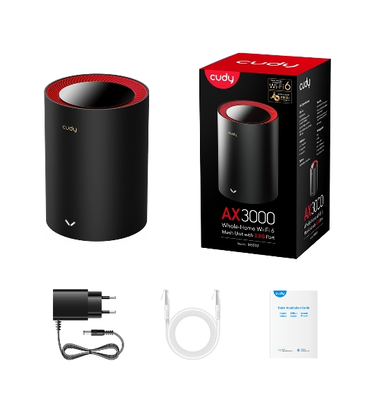 Бесшовный Mesh роутер Cudy M3000(1-PACK) AX3000 10/100/1000/2500BASE-T, белый