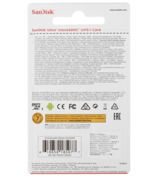 Флеш карта microSD 64Gb SanDisk microSDXC Class 10 Ultra UHS-I 100Mb/s
