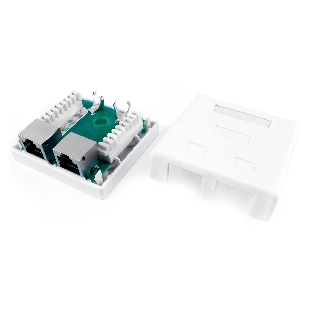 Розетка компьютерная Hyperline, 2x RJ45, кат. 6, экр., 26х62,3 мм (ВхШ), белый, (SB1-2-8P8C-C6-SH-WH)