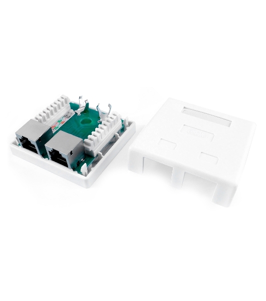 Розетка компьютерная Hyperline, 2x RJ45, кат. 6, экр., 26х62,3 мм (ВхШ), белый, (SB1-2-8P8C-C6-SH-WH)