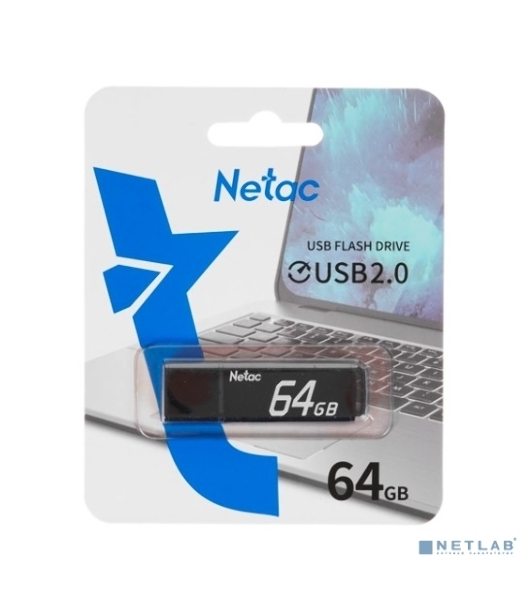 Флешка USB Netac U351 (NT03U351N-064G-20BK), 64Gb, USB 2.0, R/W 25/10, черный