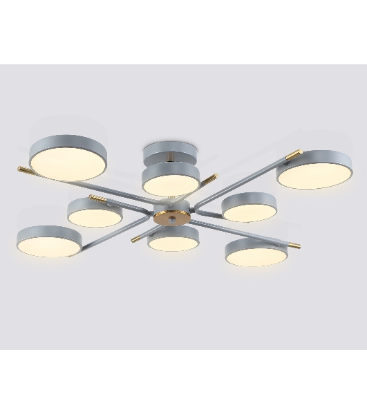 Люстра светодиодная на штанге Ambrella light FL516339/8 GR/CP серый/медь 120W 3000-6000K D850*170 (без ПДУ)
