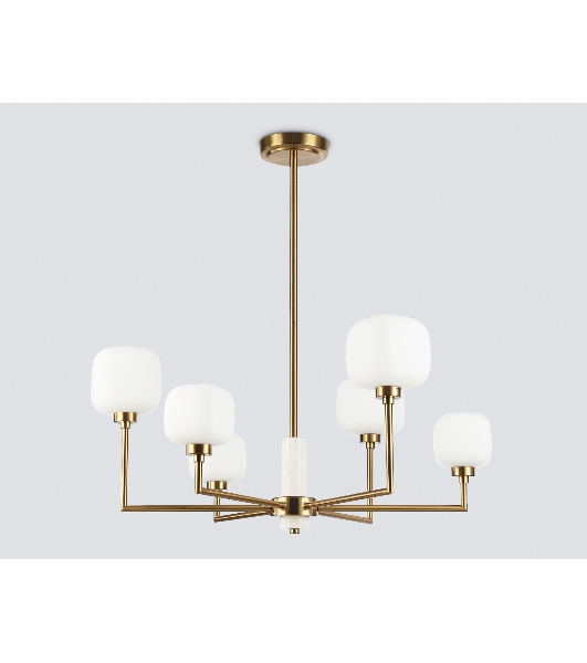 Люстра Ambrella light LH53015/6 BS/FR латунь/белый матовый G9*6 max 40W D690*680