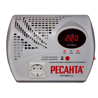 Стабилизатор напряжения Ресанта АСН- 500 Н/1-Ц 63/6/9 Стабилизатор 220В±8%, Габариты 260х200х110, Вес 2,6кг