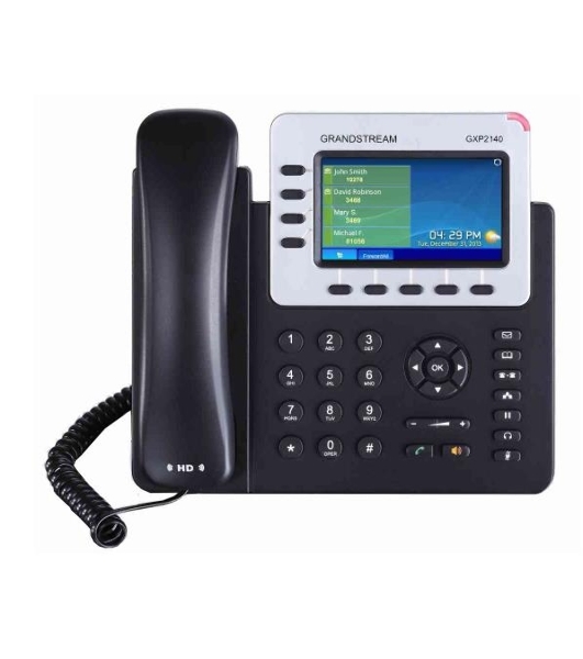 Телефон Grandstream GXP-2140, VoIP 2 Порта Ethernet 10/100/1000, 4 SIP линий, цветной TFT дисплей 480x272, HD Audio