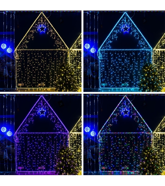 Гирлянда Neon-night Айсикл (бахрома) светодиодный, 4,8 х 0,6 м, прозрачный провод, 230 В, диоды RGB, 176 LED
