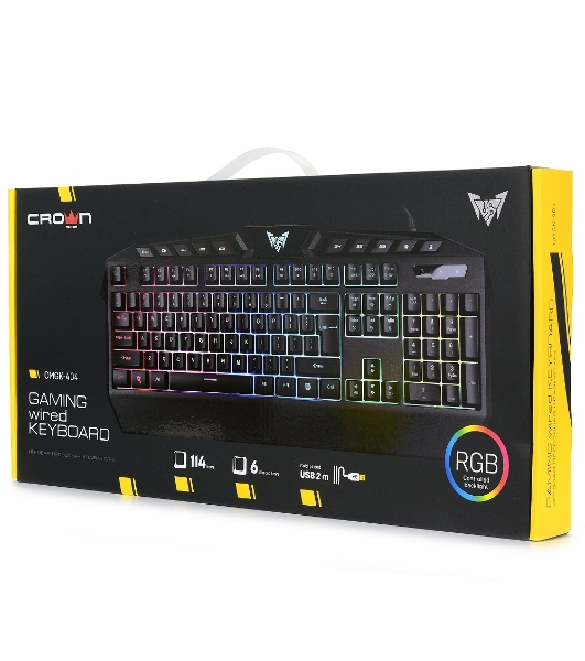 Клавиатура проводная CROWN CMGK-404, USB, черный