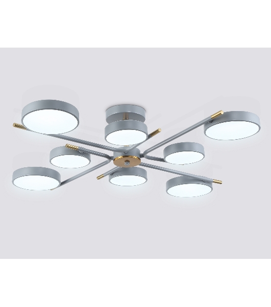 Люстра светодиодная на штанге Ambrella light FL516339/8 GR/CP серый/медь 120W 3000-6000K D850*170 (без ПДУ)