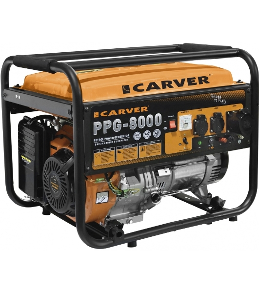 Электрогенератор бензиновый Carver PPG-8000, 6.5 кВт, 78 дБ, 81 кг