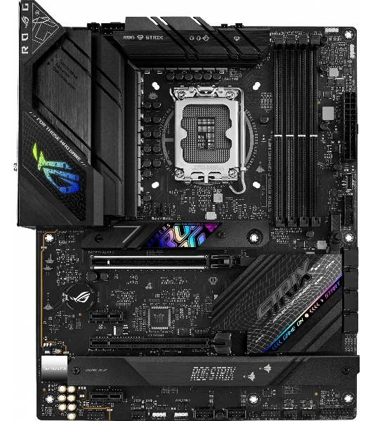 Материнская плата ASUS ROG STRIX B760-F GAMING WIFI, LGA 1700, Intel B760, 4xDDR5, 4xSATA, 3xM.2, 1xPCI-E 5.0 x16, 1xPCI-E 3.0 x4, 1xHDMI, 1xDP, 1x 2.5Gb LAN, 1xUSB-A 3.2 Gen 2, 6xUSB-A 3.2 Gen 1, 1xUSB-C 3.2 Gen 2x2, 5x3.5 мм, 7.1, Standard-ATX