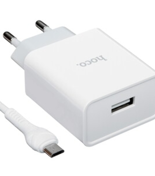 Блок питания (сетевой адаптер) HOCO C81A Asombroso single 1xUSB с кабелем Micro-USB, 2.1A, 10W