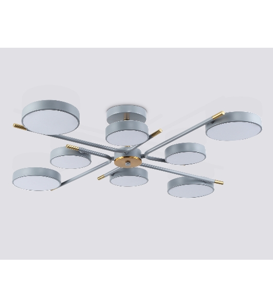 Люстра светодиодная на штанге Ambrella light FL516339/8 GR/CP серый/медь 120W 3000-6000K D850*170 (без ПДУ)
