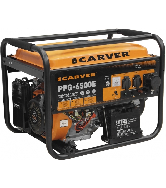 Электрогенератор бензиновый Carver PPG-6500E, 5.5 кВт, 74 дБ, 86 кг