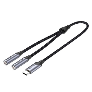 Переходник-разветвитель Vention гибкий USB-C M/Jack 3.5 мм F x 2 (Аудио+Микрофон) - 0.3 м
