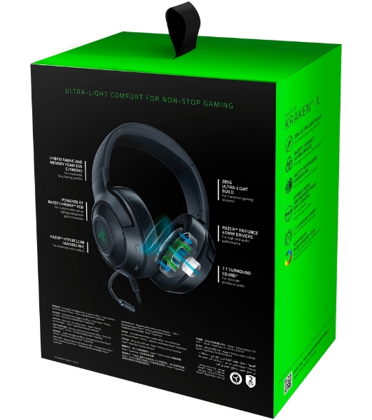 Гарнитура Razer Kraken V3 X (2022) чёрный, проводная, USB, подсветка