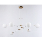 Светитльник Ambrella Light TR2521/6 WH/BS белый/латунь G9/6 max 10W D970*750, фото 1