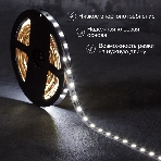 Лента светодиодная 5 м 12 В 5050 6500 К IP23 60 LED/м для БП с клеммами LAMPER, фото2
