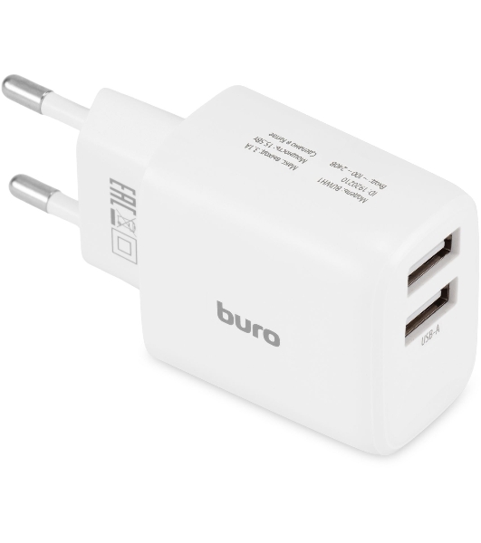 Сетевое зарядное устройство Buro BUWH1 15.5W 3.1A 2xUSB универсальное белый