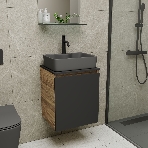 Тумба Bau Dream Blackwood 50 графит, раковина BAU Cerama 48х37 темно-серая матовая, смеситель Hotel Dream Black, нерж. сталь, черный, фото5