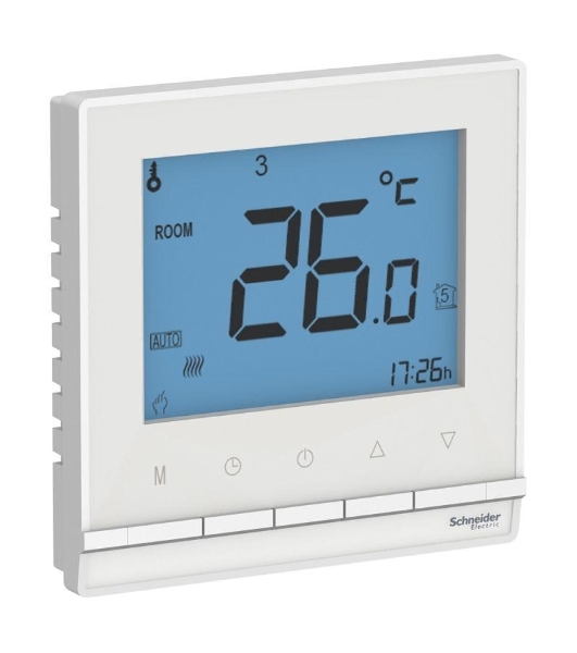 Термостат электрон.теплого пола с датч Schneider-electric ATN000138 ATLASDESIGN от + 5 до +35 °C, 16A,в сб., БЕЛЫЙ