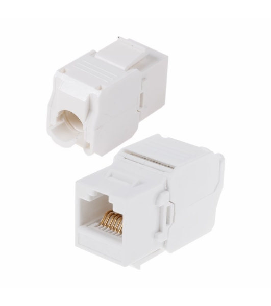 Модуль Rexant Keystone Jack RJ-45(8P8C), UTP неэкранированный, cat.5e, тип 90 градусов, самозажимной, белый