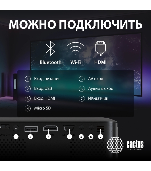 Проектор Cactus CS-PRE.08B.WXGA LCD 1500Lm LS 150Lm ANSI (1280x720) 1000:1 ресурс лампы:30000часов 1xUSB typeA 1xHDMI 0.5кг