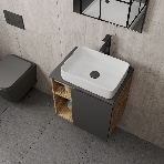 Тумба Bau Dream Blackwood 60 правая, графит, раковина BAU Hotel 48х37, смеситель для раковины высокий Hotel Black, черный, выпуск клик клак, черный, фото6