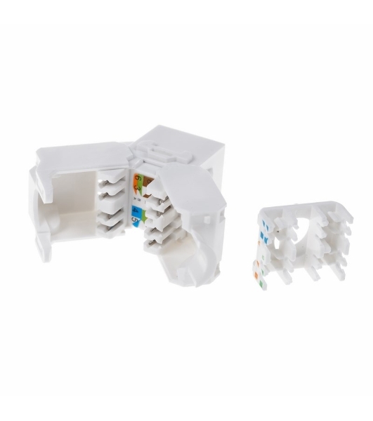 Модуль Rexant Keystone Jack RJ-45(8P8C), UTP неэкранированный, cat.5e, тип 90 градусов, самозажимной, белый