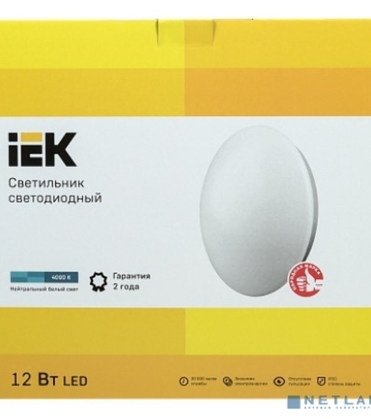Светильник светодиодный ДПБ 1001 12Вт 4000K IP20 круг бел. IEK LDPB0-1001-12-4000-K01