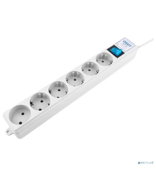 Сетевой фильтр Powercube SPL(5+1)-16B-P-3М-WHITE 3 м, 6 розеток, белый, коробка