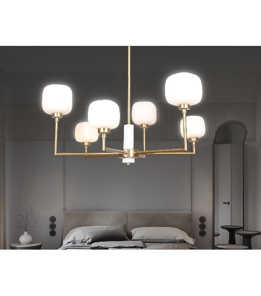 Люстра Ambrella light LH53015/6 BS/FR латунь/белый матовый G9*6 max 40W D690*680