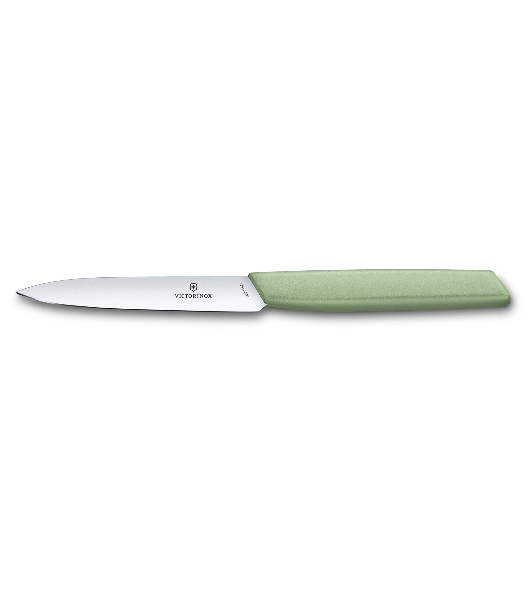 Нож кухонный Victorinox Swiss Modern (6.9006.1042) стальной разделочный лезв.100мм прямая заточка зеленый