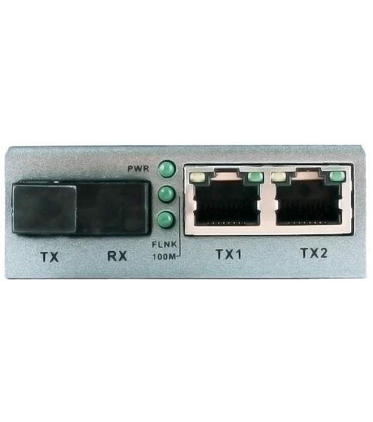 Медиаконвертер OSNOVO OMC-100-21S5b FE, 2*10/100Base-T, 1 оптический порт (SC, tx1550нм/rx1310нм) 100Base-FX, до 20 км