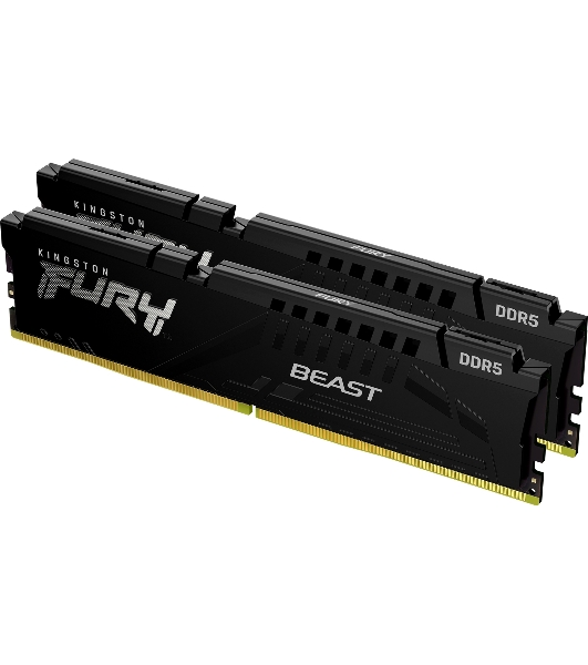 Оперативная память Kingston Fury Beast, DDR5, 32Gb (2x16Gb), 6400MHz, CL32, DIMM, с радиатором, черный