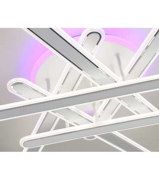 Потолочный светодиодный светильник FA8907 WH/CH белый/хром 135W 3000K-6400K+RGB 800*770*160 (ПДУ РАДИО 2.4G)
