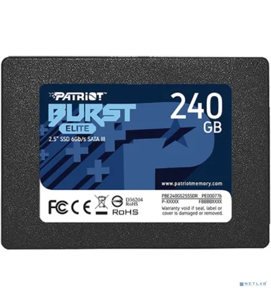 Накопитель SSD Patriot Burst Elite, 240Gb, SATA, 2.5', R/W 450/320