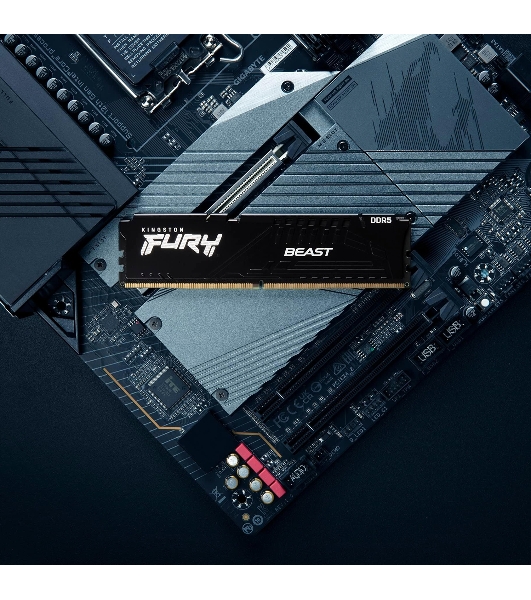 Оперативная память Kingston Fury Beast, DDR5, 32Gb (2x16Gb), 6400MHz, CL32, DIMM, с радиатором, черный